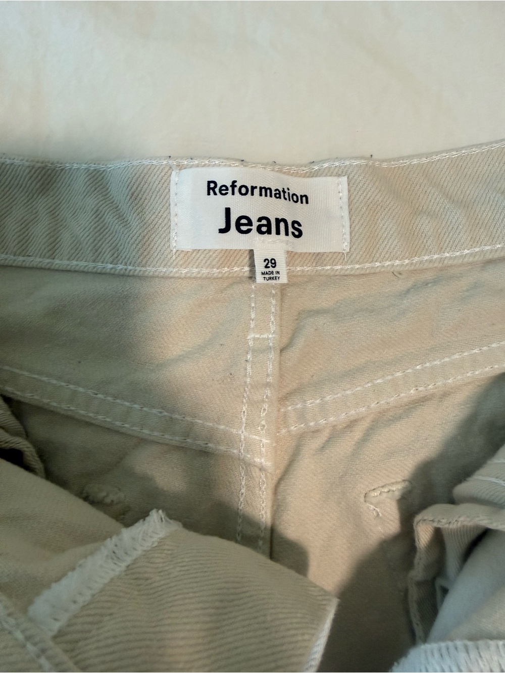 Reformation High-Rise Jeans in Light Beige